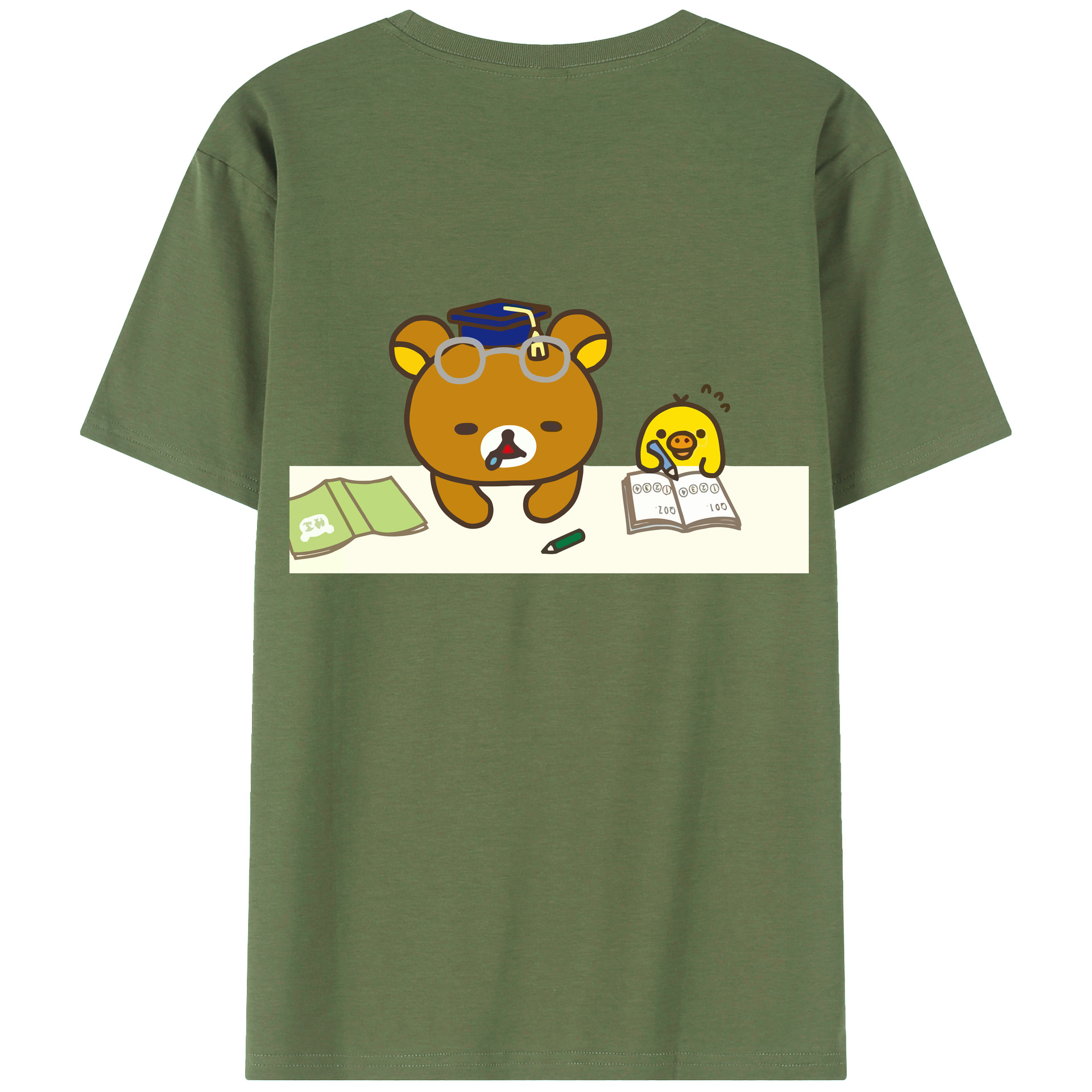 （画像用） リラックマ リラックマ キイロイトリ Rilakkuma Korilakkuma Kiiroitori 綿100％ メンズ半袖Tシャツ（バックプリント） 通気性
